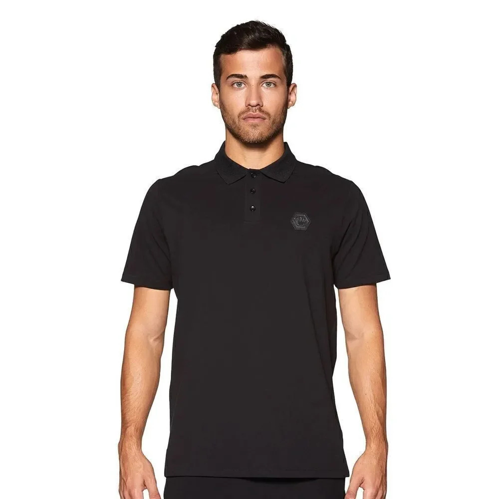 Bertigo Men's Black Rex Patch Polo